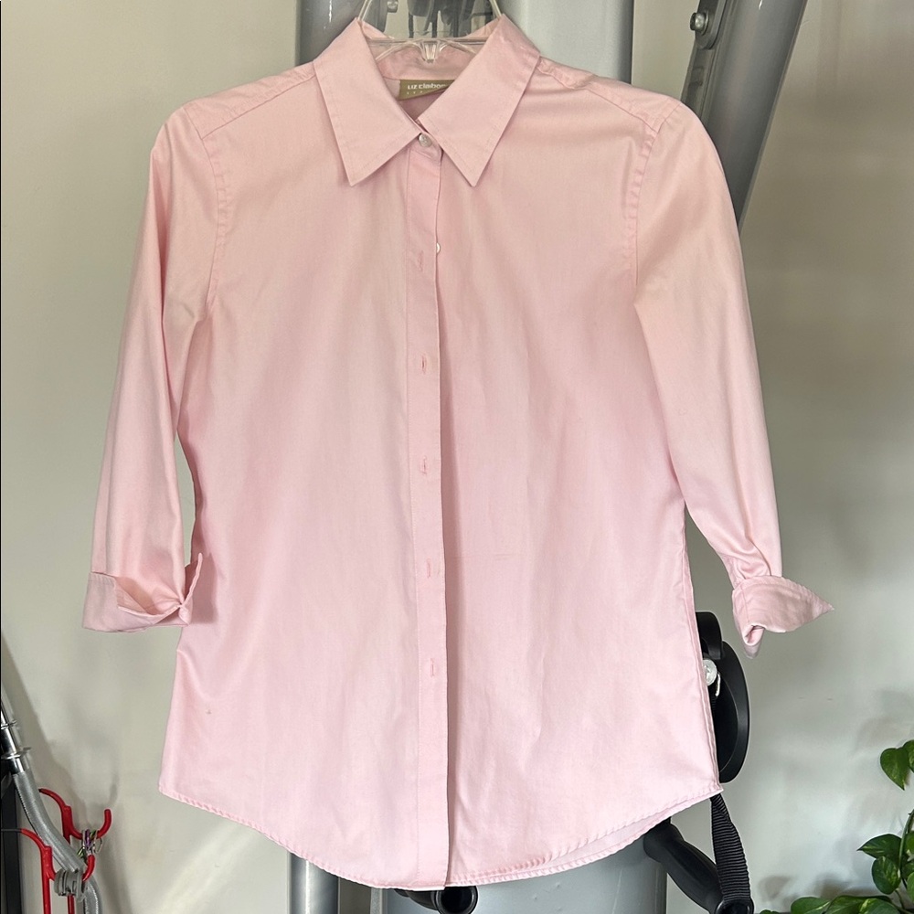 Liz Claiborne 100% cotton Light Pink Button-Up Shirt